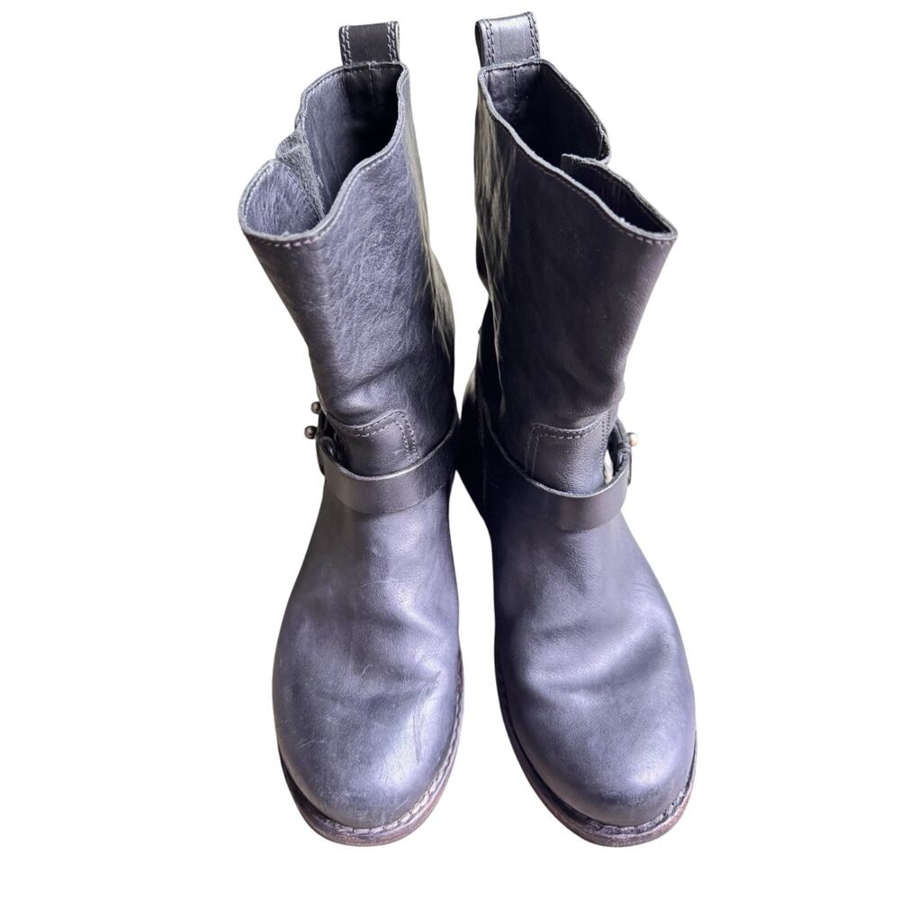 RAG & BONE Moto Boots Women’s Size 37 US 7 Black Leather Stud Strap Ankle Boots